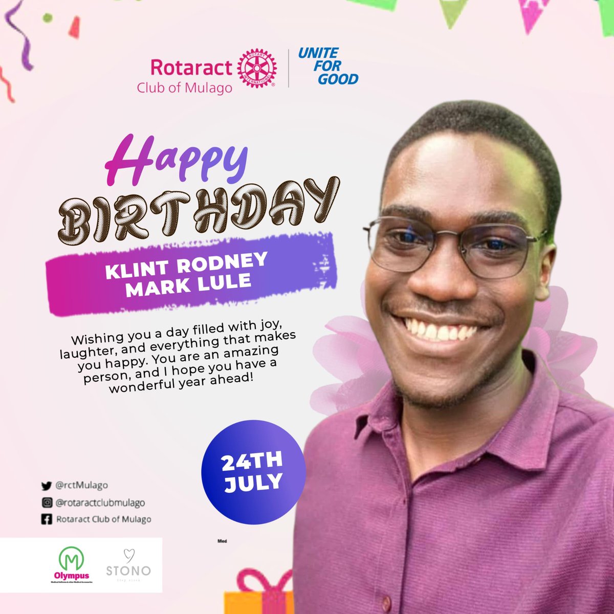 Rotaract Club of Mulago, The Mpiso! (@rctmulago) on Twitter photo Immense Birthday Blessings Klint Rodney!🎉✨
The Mpiso loves and celebrates you!🤍 Immense Birthday Blessings Klint Rodney!🎉✨
The Mpiso loves and celebrates you!🤍