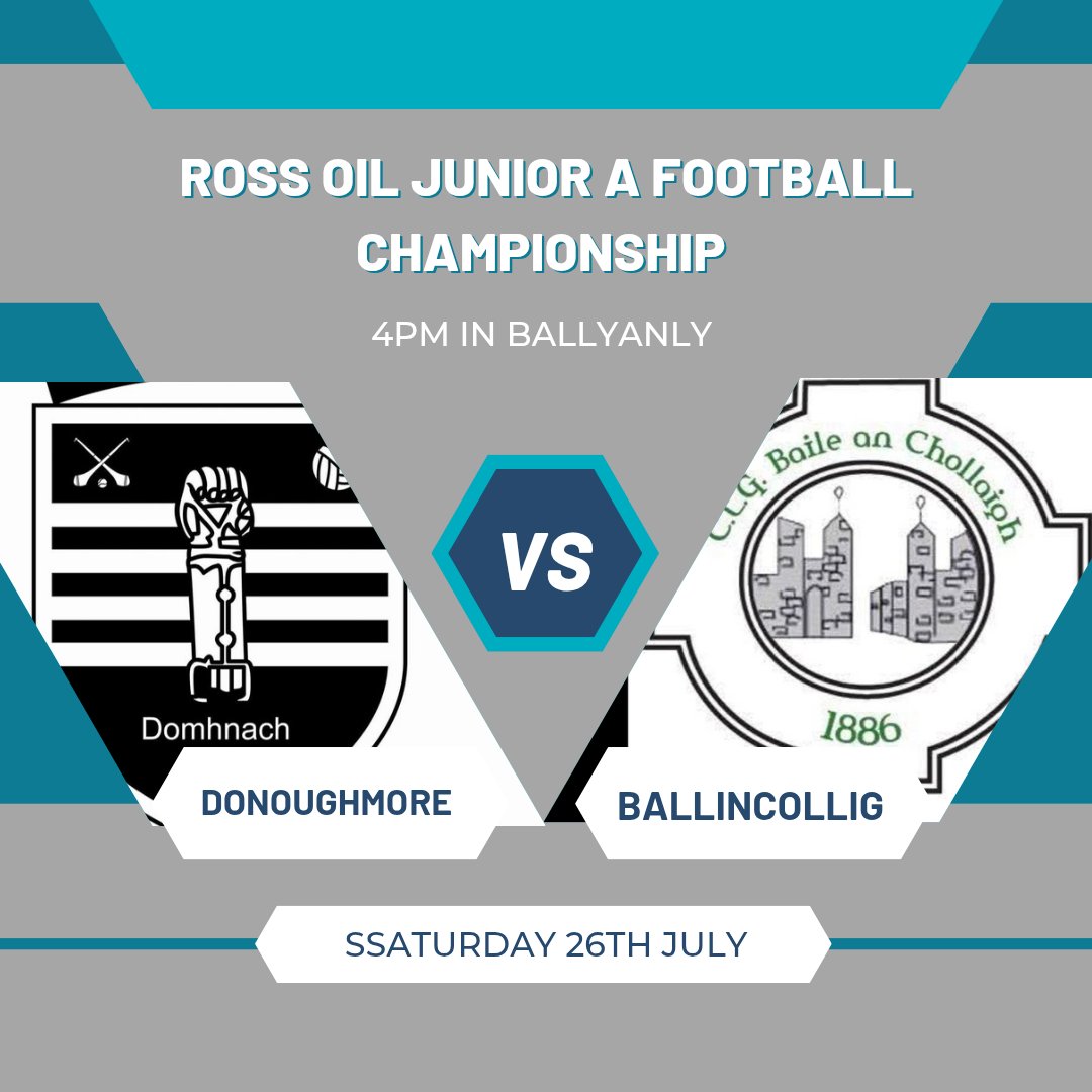 Please support our footballers as they face Ballincollig this Saturday, 26th, at 4pm in Ballyanly 🏁