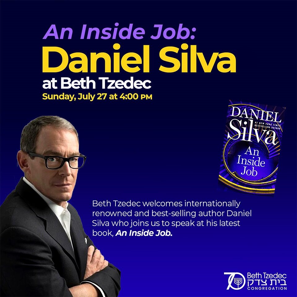 HarperCollinsCa's tweet image. Attention @danielsilvabook fans! The internally renowned author will be in Toronto to celebrate the release of his latest novel, #AnInsideJob! Join him at @BethTzedec on July 27 @ 4 PM ET. Further details: bit.ly/4kqDso9