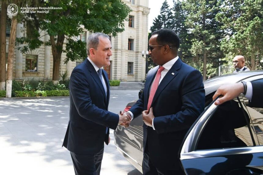 SONNALIVE's tweet image. Minister of Foreign Affairs & International Cooperation of Somalia, H.E. Abdisalam Abdi Ali @AbdisalamDhaay, held a productive meeting in #Baku on Thursday with #Azerbaijan’s Minister of Foreign Affairs, H.E. Jeyhun Bayramov. They discussed strengthening bilateral relations and…
