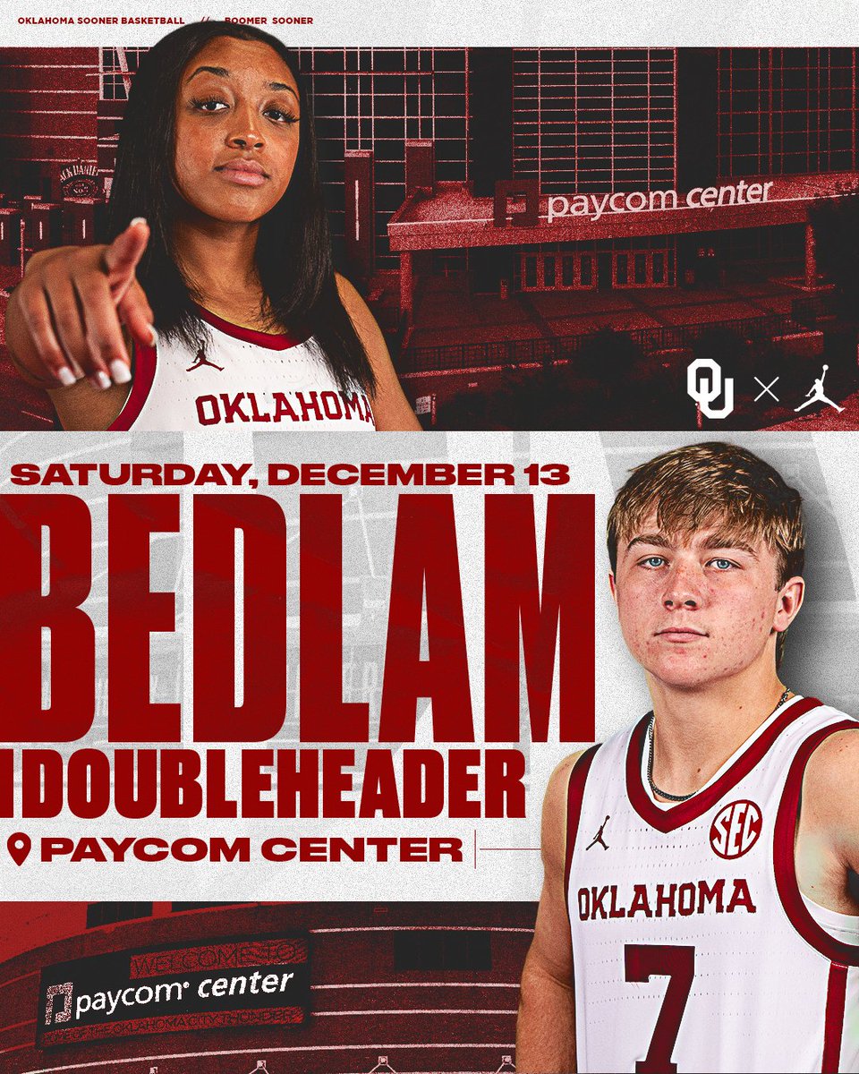 OU_Athletics's tweet image. Bedlam Basketball x2
📆 December 13
📍 Paycom Center
📰 ouath.at/40vc0yM
#BoomerSooner☝️