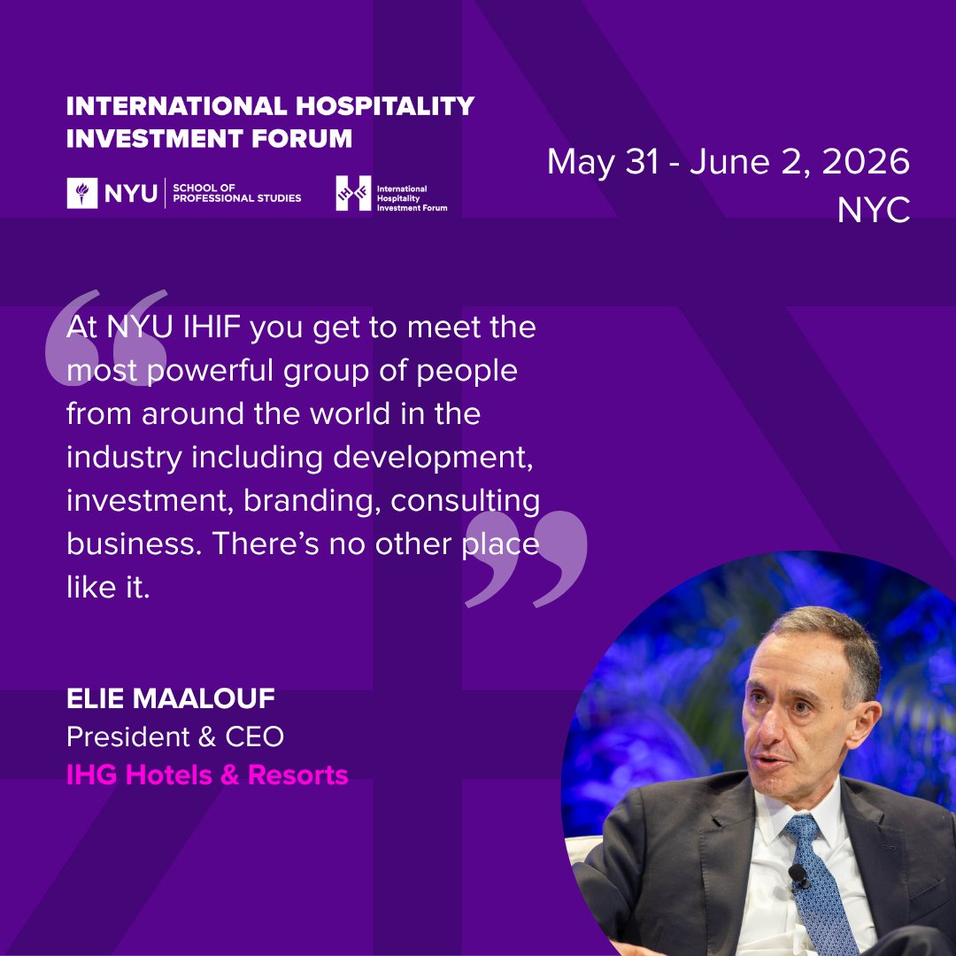 The global hospitality community meets here. Don’t miss your chance to be part of the leading hospitality investment event in the Americas.

👉 Register your interest to join us at NYU IHIF 2026: loom.ly/59RUgvY
#NYUIHIF