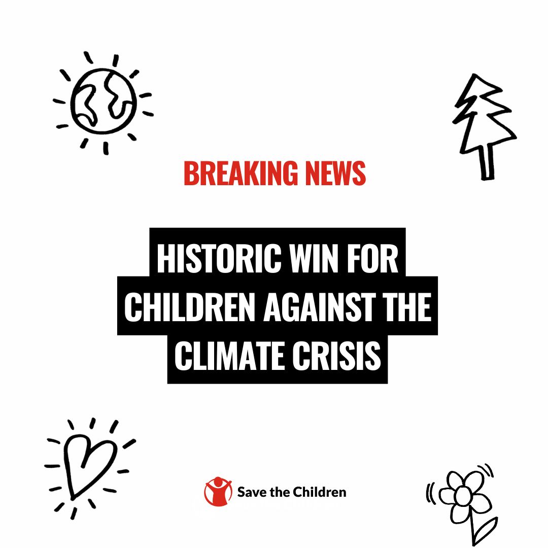 save_children's tweet image. Yesterday's ruling by the International Court of Justice marks a monumental victory for young climate activists worldwide🌎
It brings fresh hope for stronger international protection for children against the devastating effects of the climate emergency💚
#ClimateChange #ICJ
