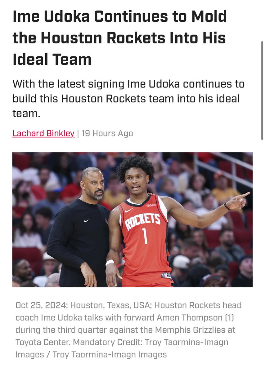 BinkleyHoops's tweet image. Ime Udoka made his name in the NBA as a tough minded defensive wing.
He has molded the Rockets in the same fashion since taking over in 2023. Here is how Udoka is making his ideal team.
si.com/nba/rockets/ne…