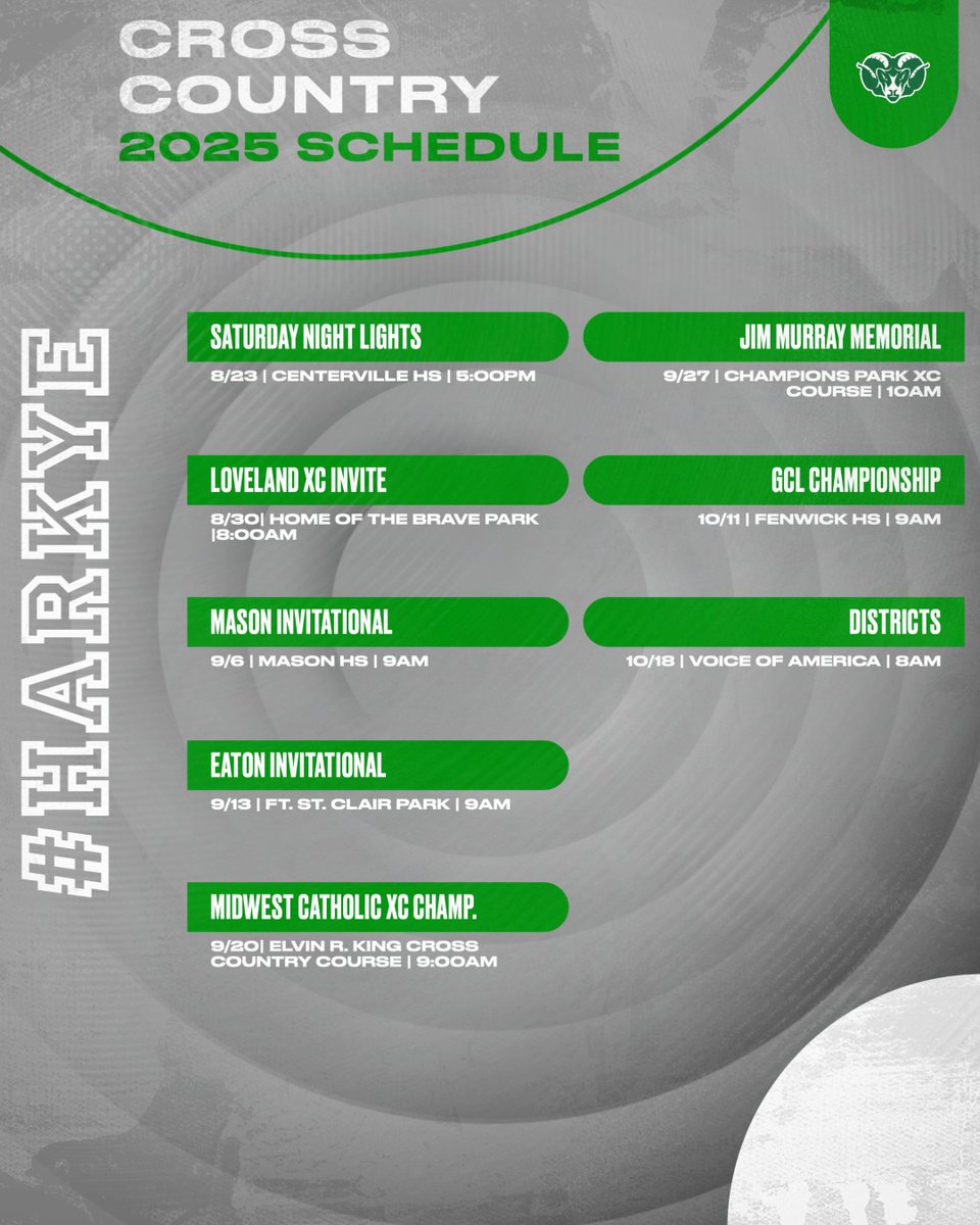 RAMSSPORTS's tweet image. 2025 @BadinXC Schedule!

#HarkYe 🐏
