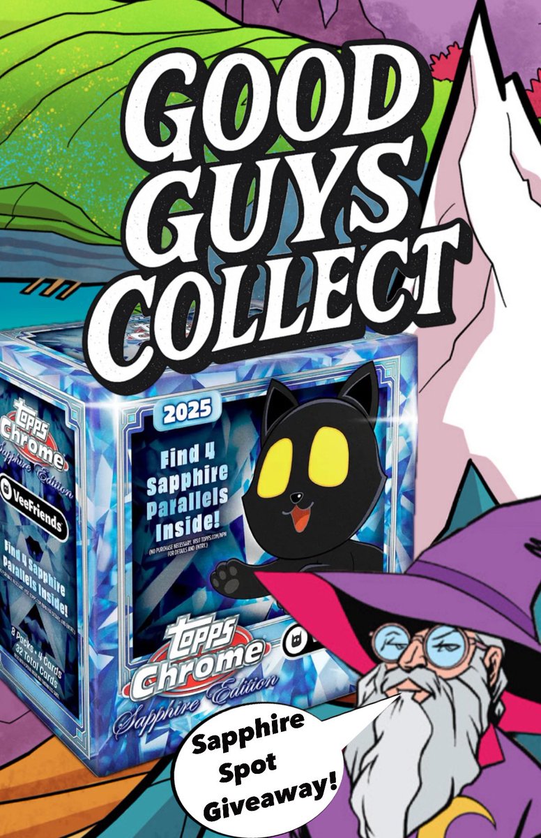 GoodGuysCollect's tweet image. VeeFriends Topps Chrome Sapphire GIVEAWAY !?!
The 3 of us wanted to thank the community that inspired us to come together so…
We are giving away 3 spots in our first break! ($325 Value EACH)
To win the first spot, just:
-Follow us & Repost this post
-Bookmark our next show &…