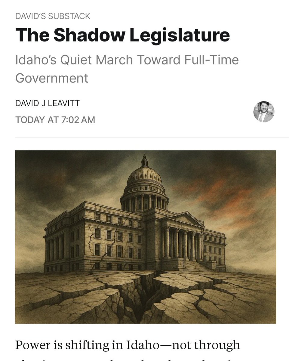 KatoIdaho's tweet image. Power is shifting in Idaho—not through elections or new laws, but through quiet maneuvers most voters never see. It’s happening in the shadows, behind closed doors, and without your vote.
open.substack.com/pub/leavitt4id…