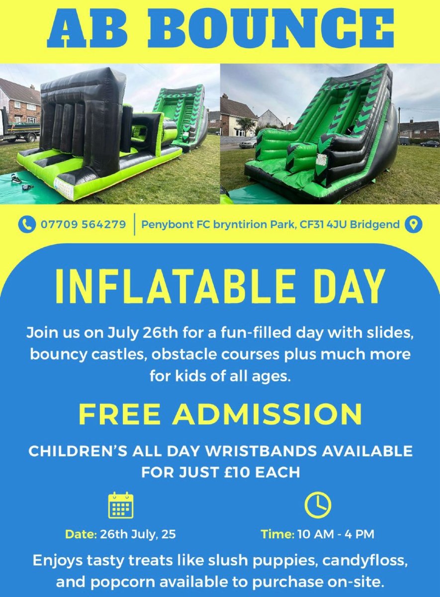 PenybontFC_'s tweet image. As well as our pre-season fixture against Taunton Town, we&apos;re also hosting an Inflatable Day this Saturday.

All the info you need is below. 👇