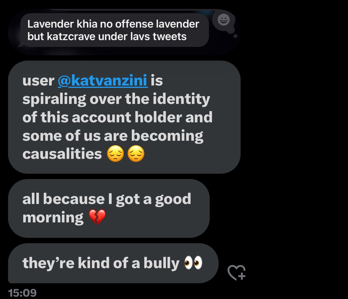 katzcrave's tweet image. Lavender gets khia allegations from user katvanzini. User katvanzini get bully allegations. God bless even the mean girls I guess.