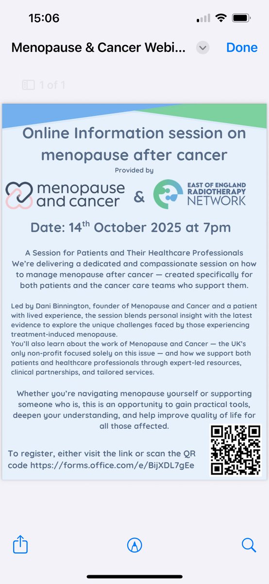 East of England Radiotherapy Network (@eofertn) on Twitter photo Menopause after cancer can be challenging - for patients and the professionals who support them. Join our free online session with Menopause and Cancer to gain tools, insights & resources. Register now: forms.office.com/e/BijXDL7gEe <a href="/EOE_cancer/">East of England Cancer Alliance</a> <a href="/nnuhRT/">NNUH Radiotherapy</a> <a href="/ipsradiotherapy/">ESNEFT Ipswich/Colchester Radiotherapy Departments</a> <a href="/RadiotherapyCUH/">CUH_Radiotherapy</a> Menopause after cancer can be challenging - for patients and the professionals who support them. Join our free online session with Menopause and Cancer to gain tools, insights & resources. Register now: forms.office.com/e/BijXDL7gEe <a href="/EOE_cancer/">East of England Cancer Alliance</a> <a href="/nnuhRT/">NNUH Radiotherapy</a> <a href="/ipsradiotherapy/">ESNEFT Ipswich/Colchester Radiotherapy Departments</a> <a href="/RadiotherapyCUH/">CUH_Radiotherapy</a>