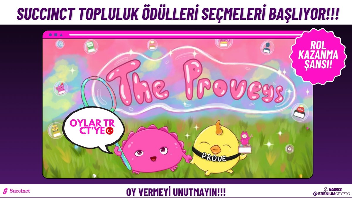 ereniumcrypto's tweet image. 🩷Succinct Topluluk Ödülleri için Seçmeler Başlıyor!

⭐️Eğer içerideyseniz oy vermeyi  unutmayın, Rol Kazanma Şansı sizi bekliyor!

🟪Oylama @0xCRASHOUT tarafından paylaşıldı. Önemli olabilir. Oylamaya nasıl katılırım? Kime Oy Vermeli? Hepsi bu tweette👇

🎁Verdiğimiz oyların…