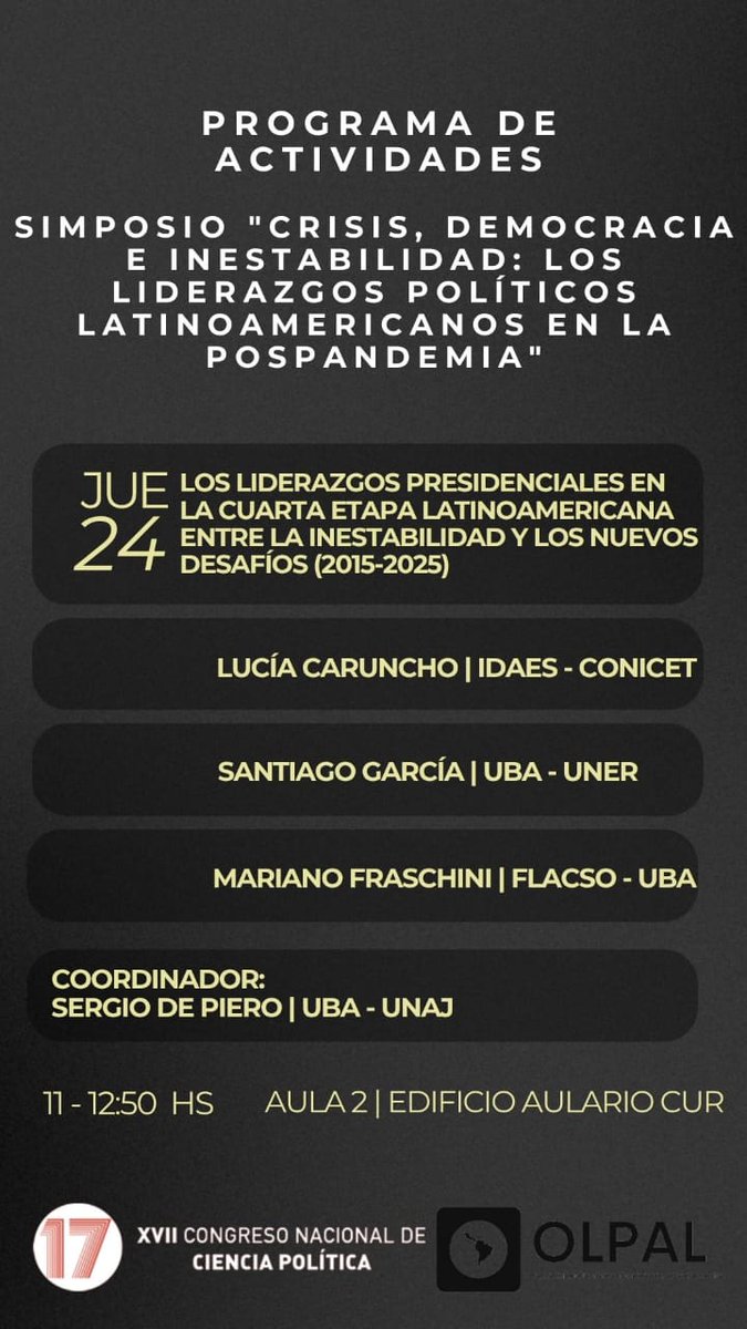 Ya comenzamos con la segunda mesa del simposio, con la presentación de S. De Piero, y las exposiciones de <a href="/MJCFraschini/">Mariano Fraschini</a> <a href="/LuCaruncho/">Lucía Caruncho</a> y S. García 👇👇