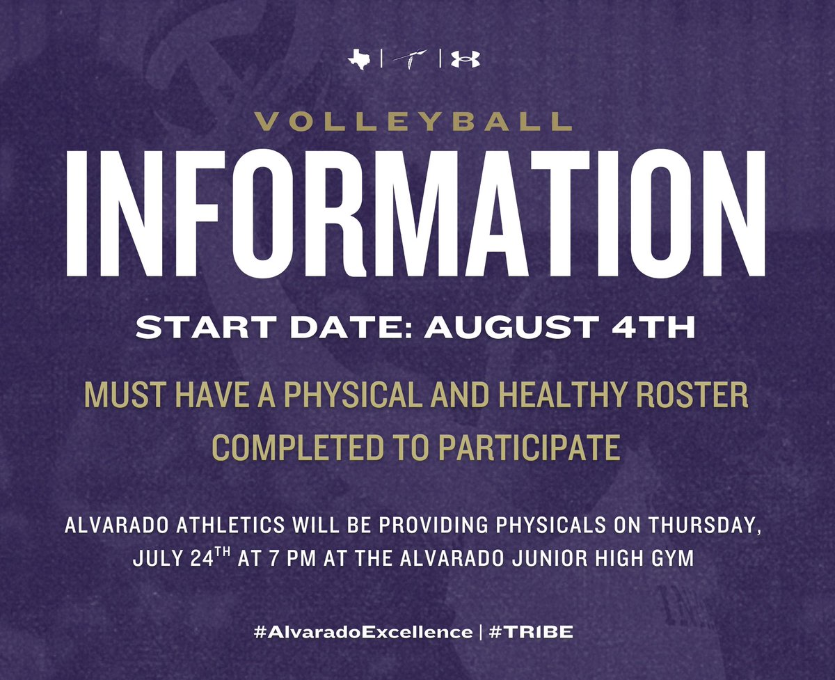 Important information for Volleyball!

#AlvaradoExcellence #TR1BE