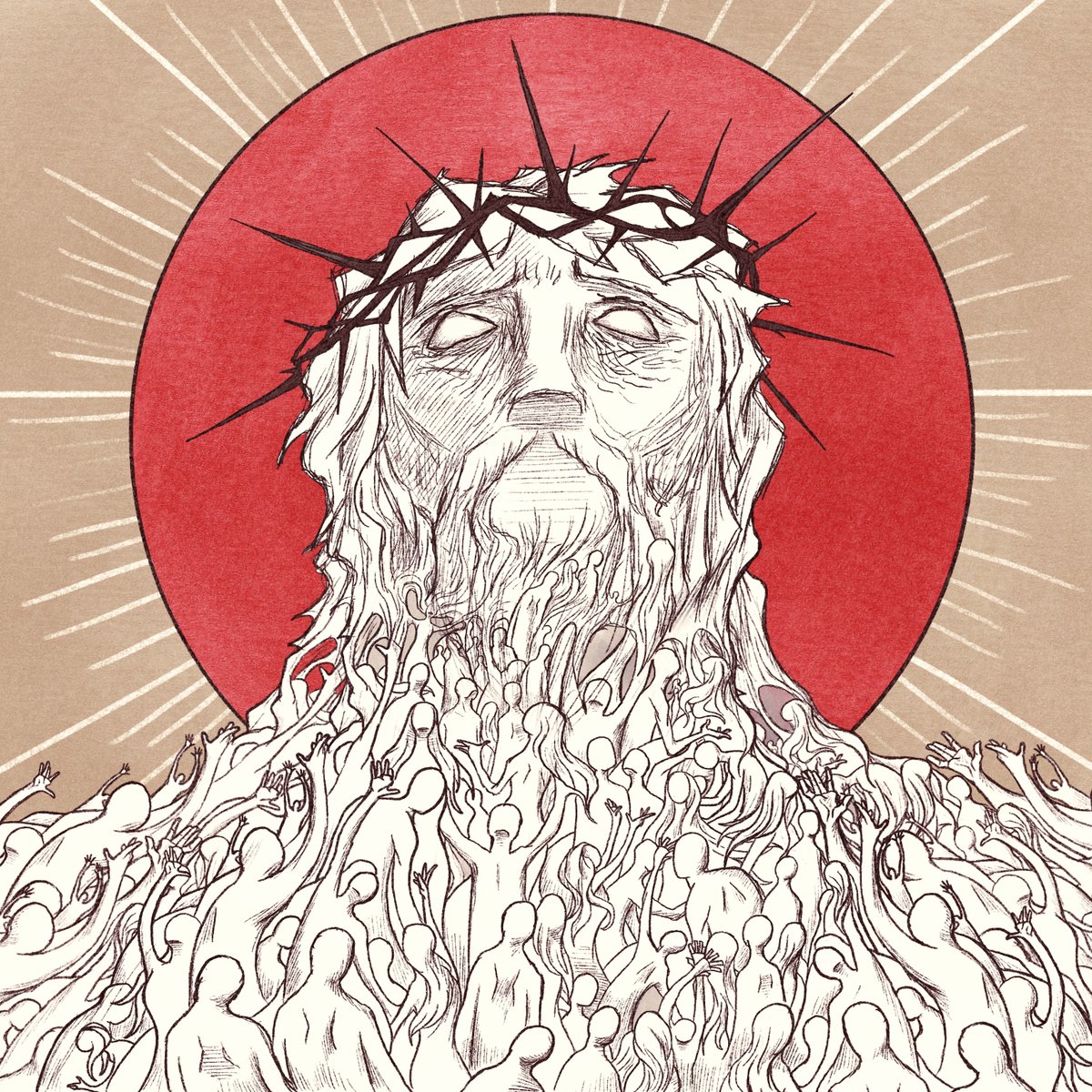 FullofEyesFilms's tweet image. Our curse becomes His holy crown,
Our flesh becomes His own,
Our ruined rags of royalty
In mockery are thrown
O’er bleeding shoulders that will bear
Our hell in hewen wood.
Yea, here is every one of us
Crushed ‘neath a damning doom:
Behold, naked humanity
Behold the Man—our God.