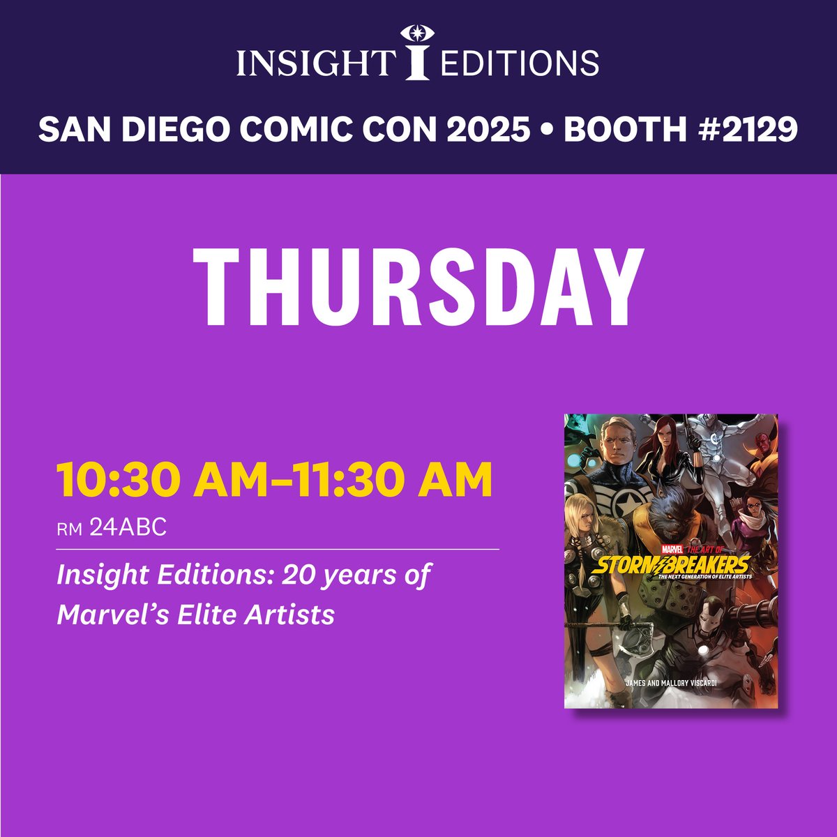 insighteditions's tweet image. Join us for our SDCC panel on the Marvel Stormbreakers program! Info below. ⚡
Thursday July 24 10:30am-11:30am, Room 24ABC
Marvel artists Mike Choi (Young Guns, Class of 2009) and David Marquez (Young Guns, Class of 2014), plus Marvel team member Rickey Purdin (talent…