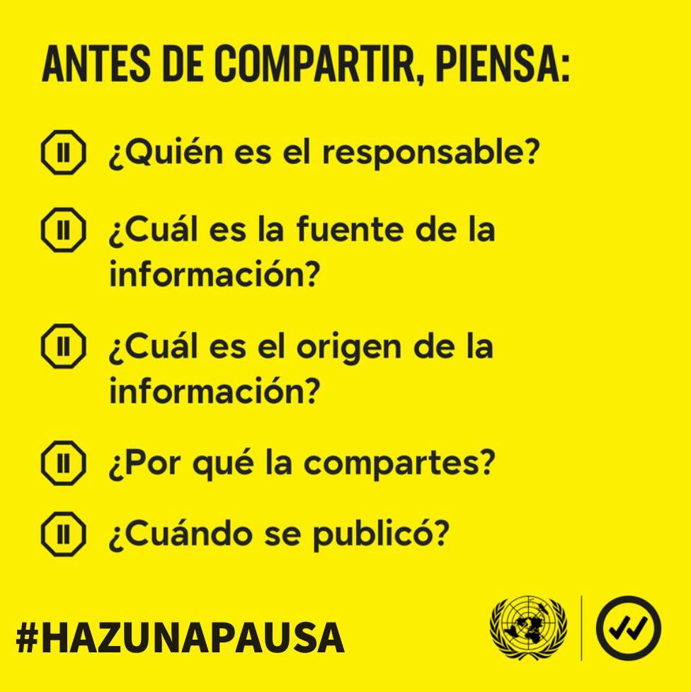 Rompe la cadena de la desinformación.

No todo lo que ves en las redes sociales es cierto.

💬 Sé parte del cambio. Infórmate antes de informar.

🌐 Aprende cómo en: shareverified.com/es/