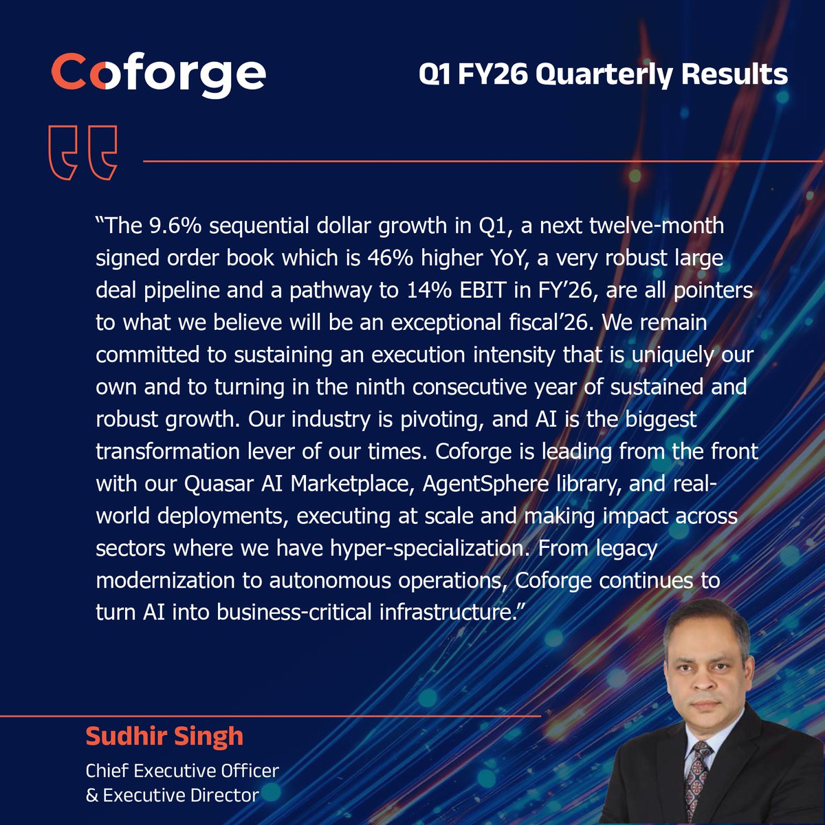 Coforge_Tech's tweet image. Coforge starts FY26 on a high note with robust Q1 performance.

Read the full press release: bit.ly/40xJw7r

#CoforgeIsGrowth #Q1FY26Results #FinancialResults