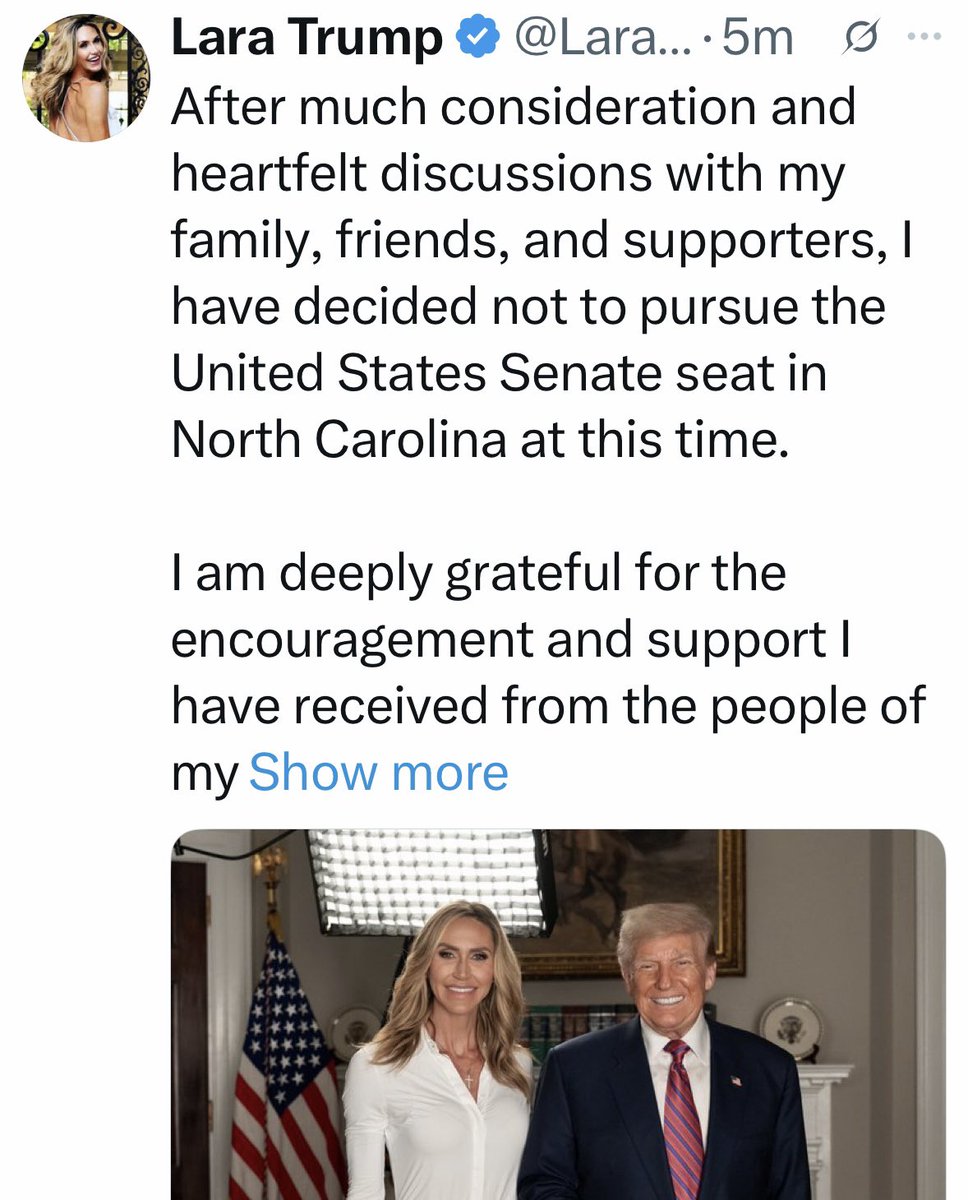 Hahahaha 😂😂😂😂

As soon as Roy Cooper announced that he was running, she decides that she wants no part of that.