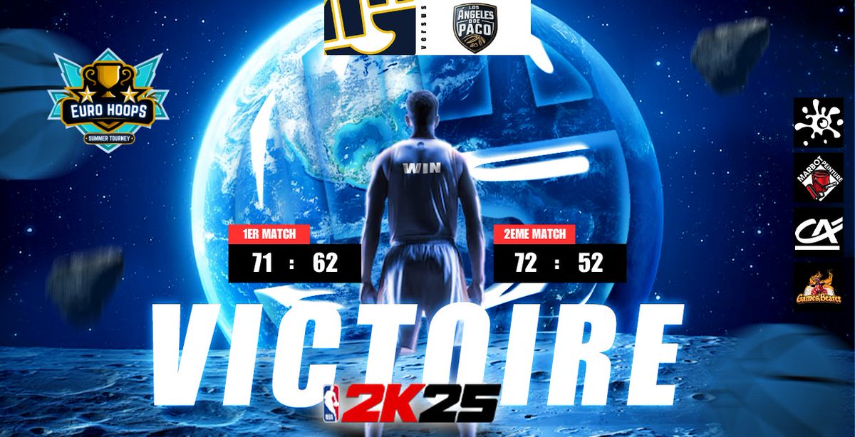 Galia Esport (@galiaesport) on Twitter photo 🔥 VICTOIRE !
Nos joueurs NBA2K ont frappé fort hier soir 💥
Deux matchs maîtrisés, un mental de fer… et une place en finale de bracket assurée.
📊 71-62 / 72-52 vs <a href="/angelesdepaco/">Ángeles de paco</a>
📍 Prochaine étape : le titre 🏁
#NBA2K25 #GaliaEsport #EsportFR #2KFR #Playoffs #GLtoWIN 🔥 VICTOIRE !
Nos joueurs NBA2K ont frappé fort hier soir 💥
Deux matchs maîtrisés, un mental de fer… et une place en finale de bracket assurée.
📊 71-62 / 72-52 vs <a href="/angelesdepaco/">Ángeles de paco</a>
📍 Prochaine étape : le titre 🏁
#NBA2K25 #GaliaEsport #EsportFR #2KFR #Playoffs #GLtoWIN