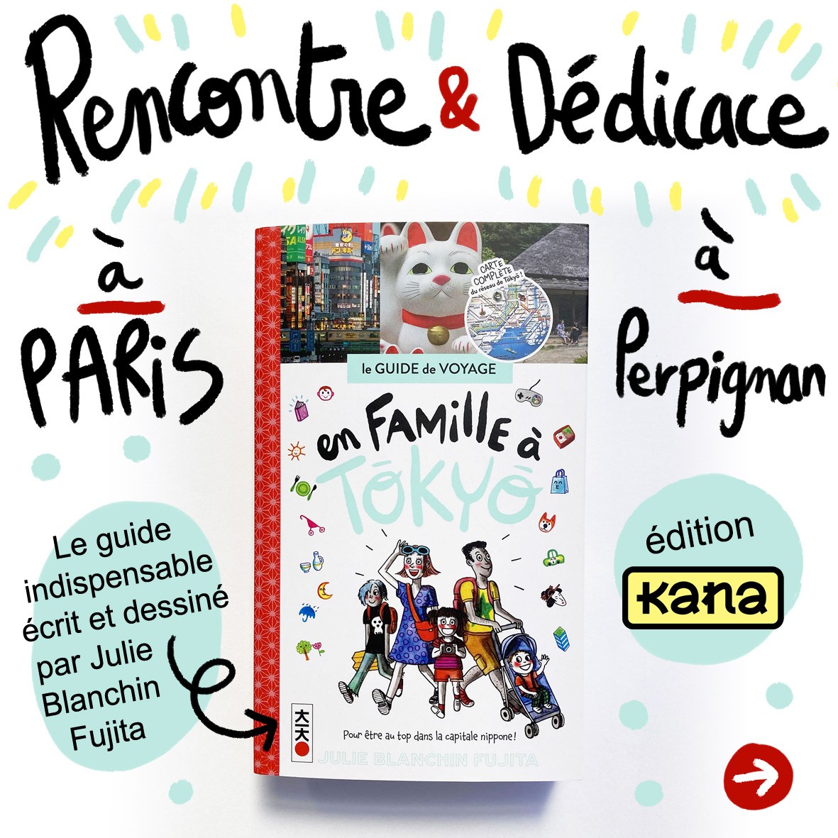 EditionsKana's tweet image. Les dédicaces de Julie Blanchin Fujita, c'est dès demain chez Irrashai Paris, situé à 40 Rue du Louvre à Paris !
L'occasion de rencontrer l'autrice du guide "En famille à Tokyo" 🥰
Pour vous inscrire : forms.gle/EgLFg3Qrfmz7gs…