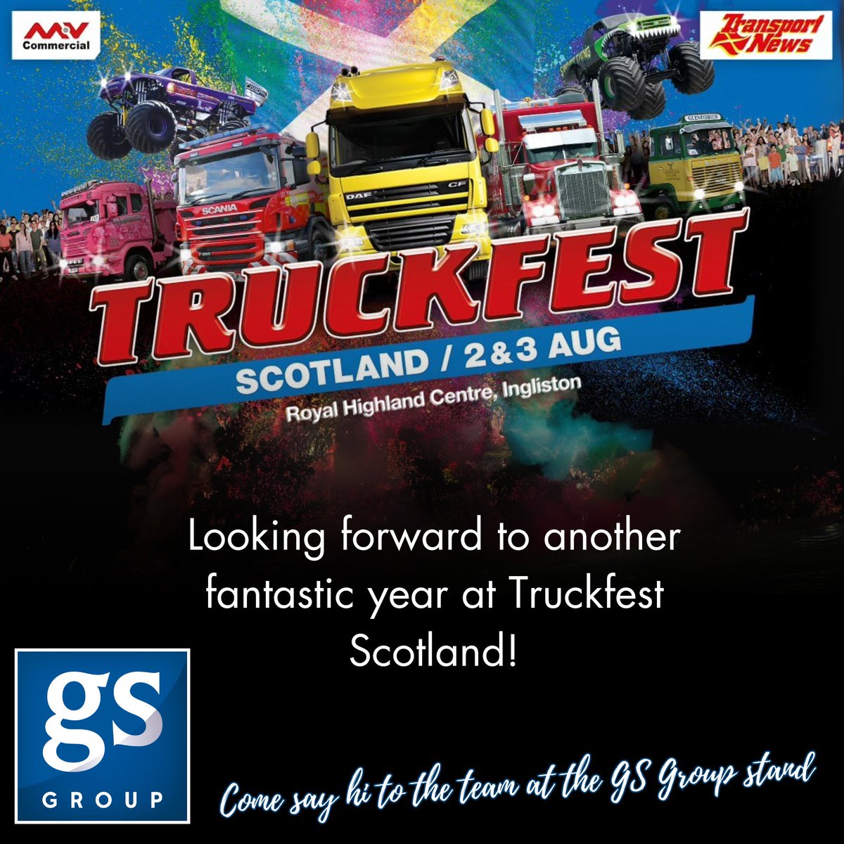 GS Group are excited to be attending this years Truckfest Scotland!

We are looking forward to seeing some friendly faces, and meeting many new ones!

Come say hello to the team and let us know what other stands are a must see.

#truckfestscotland #insurancebroker