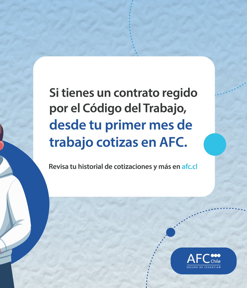 💡Si recién empiezas tu vida laboral y tu contrato está regido por el Código del Trabajo, al igual que Lucho, cotizas en el #SegurodeCesantía.

Revisa tu saldo y cotizaciones en la Sucursal Virtual ➡️ bit.ly/3hhafiliado

#desempleo #cesantía #haypega #AFC #AFCChile