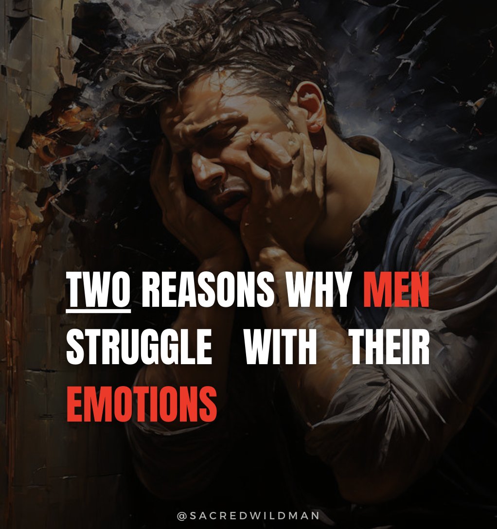 Roy Wang | Men's Coach (@sacredwildman) on Twitter photo Contrary to popular belief, men feel quite deeply. 
But there have been 2 messages men have received that make it difficult for them to process & express their emotions 🧵⬇️ 
(they then turn to these 3 vices to try and cope) Contrary to popular belief, men feel quite deeply. 
But there have been 2 messages men have received that make it difficult for them to process & express their emotions 🧵⬇️ 
(they then turn to these 3 vices to try and cope)