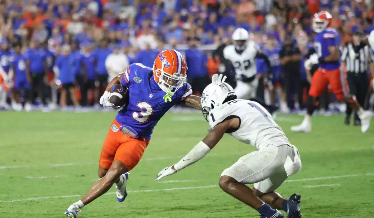 DraftNFL26's tweet image. Florida WR Eugene Wilson III is surging up 2026 draft boards 📈 Elite route runner with 4.4 speed, top-10 WR per PFF. Hip injury slowed ’24, but fully cleared. If he stays healthy, late 1st–early 2nd isn’t out of reach. YAC + return upside = 🔥 draft stock.
