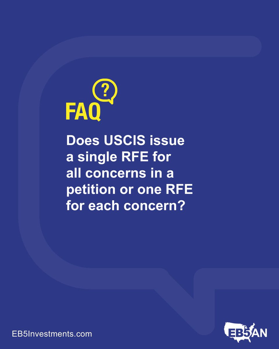 EB5AN's tweet photo. Did you know USCIS can issue multiple RFEs for a single I-526E petition?
While one RFE often covers all concerns, there’s no limit to how many can be sent. A complete petition—especially a strong business plan—can help avoid delays.
Learn more: https://t.co/WPnKjtXwyK
#eb5an https://t.co/84cArMuPvB