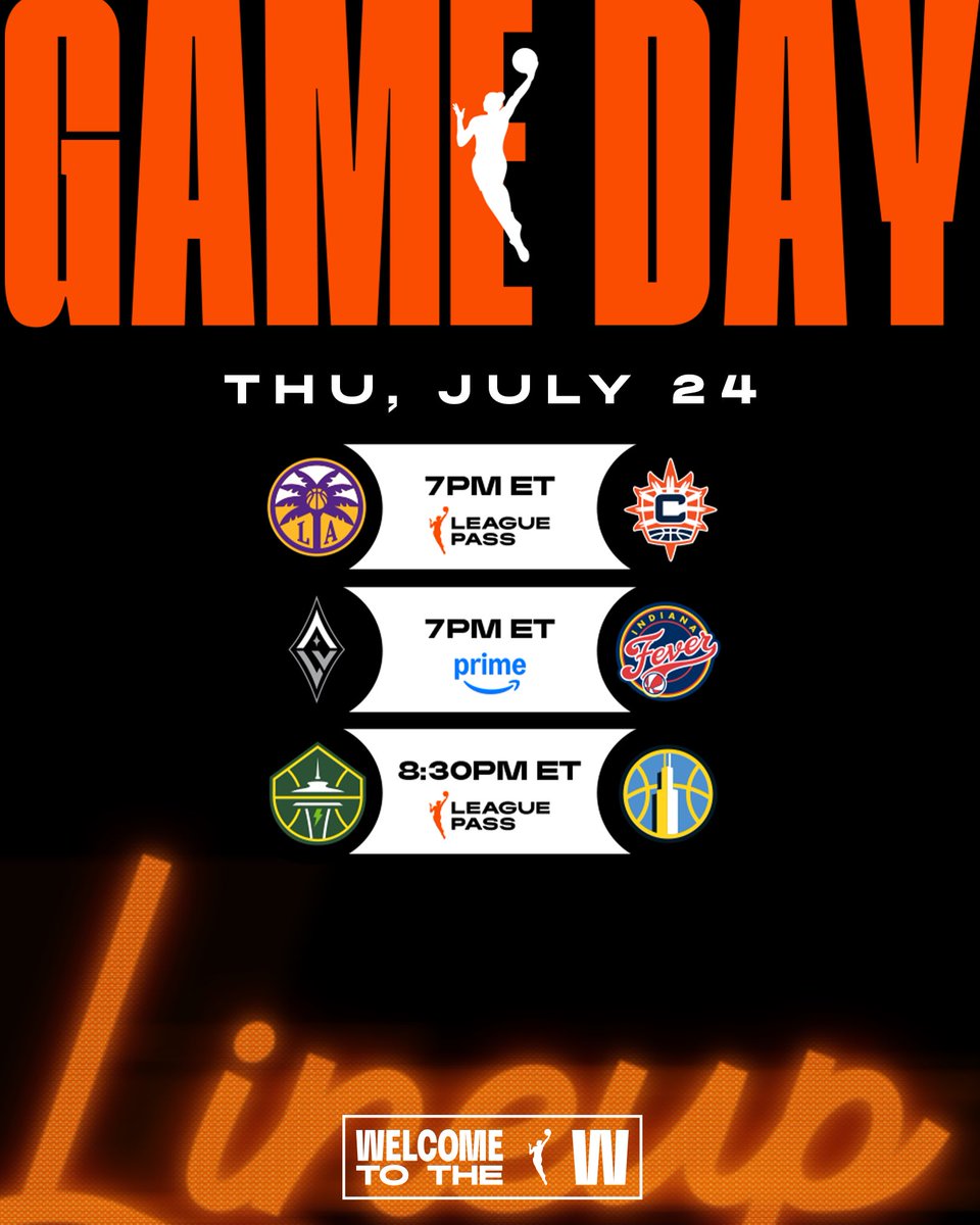 Tip-off begins at 7pm/ET for tonight’s 3 game slate that features matchups on League Pass and one on Prime Video!

#WelcometotheW