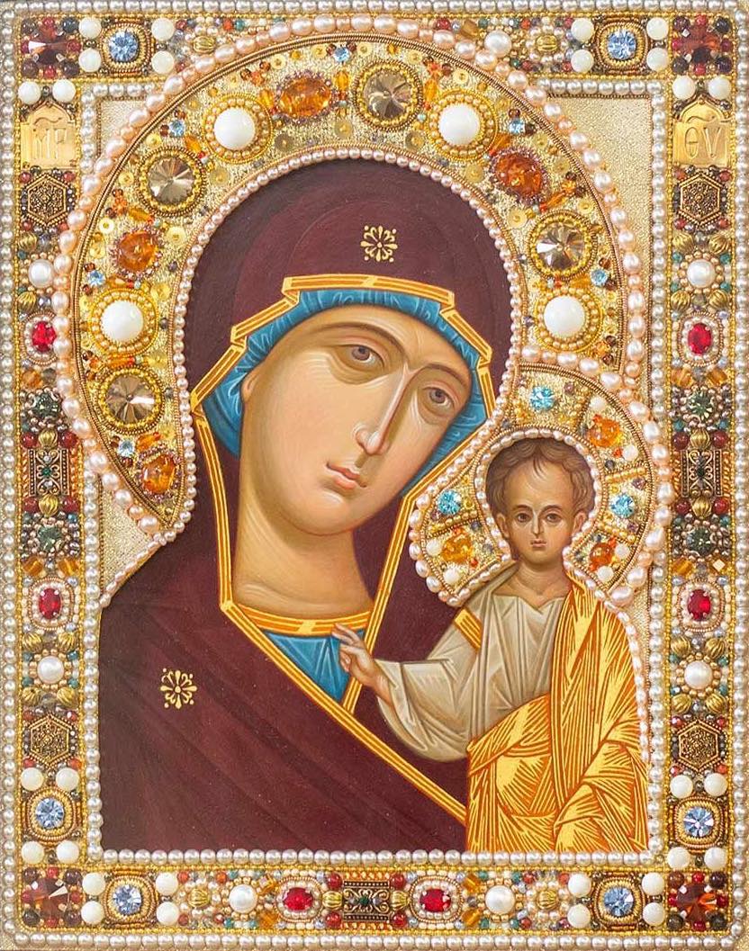 StElisabethConv's tweet image. A hand-painted Kazan Icon of the Mother of God (in oklad), created in the icon-painting studio of Saint Elisabeth Convent. Feast day July 21st