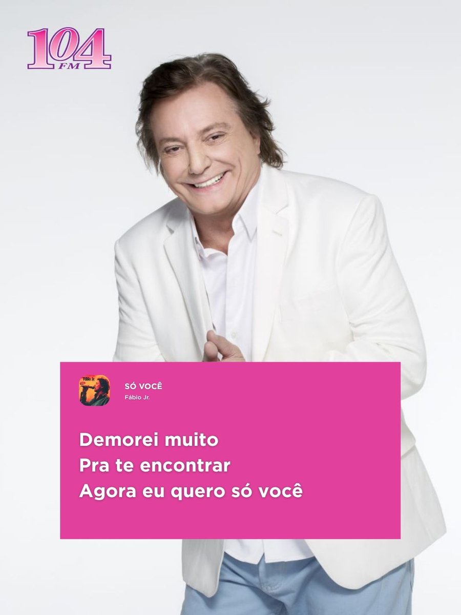rd104fm's tweet photo. Agora eu quero só você, Fábio Jr! 😍

Essa música te faz lembrar de alguém? Conte aqui nos comentários! 🩷

A estação do seu rádio. 🎧

📱WhatsApp: (51) 99534-0104
📻FM 104,1
💻https://t.co/PcuRcZCZgm

#radio104fm #redepampa #fabiojr #mpb https://t.co/l4h6JFdoFo
