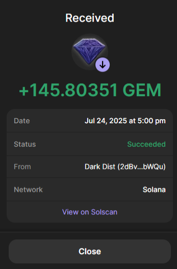 DarkRewards69's tweet image. First Distribution of $GEM was executed successfully
Share your Screenshots :)
@GemstoneReward