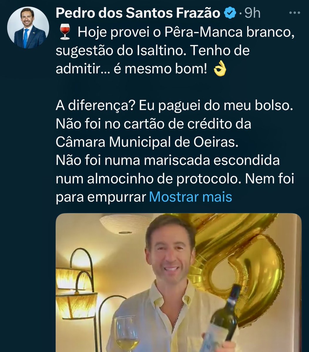 theluisribeiro's tweet image. Não foi do teu bolso, Pedro. Foi do nosso. Sim, somos nós todos que te estamos a pagar €5 mil por mês para fazeres campanha eleitoral a beber Pêra-Manca.
Mas estes são os que dizem que são diferentes, não é?