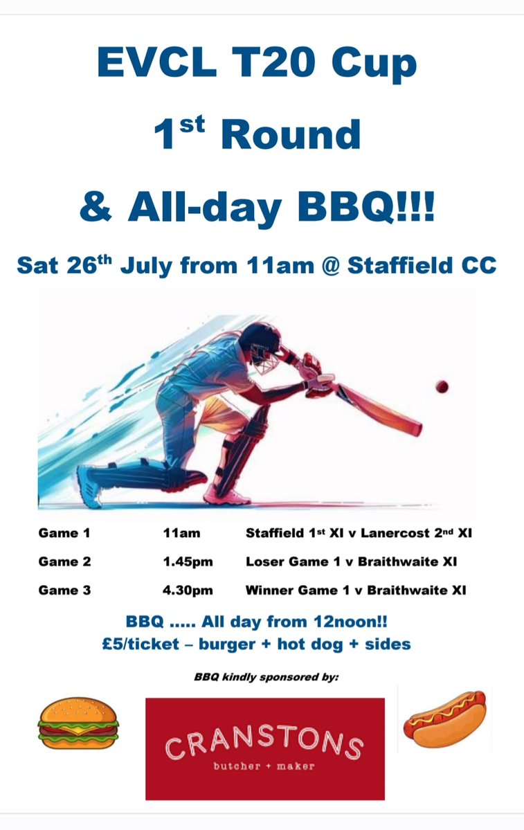 Cup Day on Saturday. Food and drinks all day on offer as well as some great cricket ☀️🏏🍻🥂🍔🌭