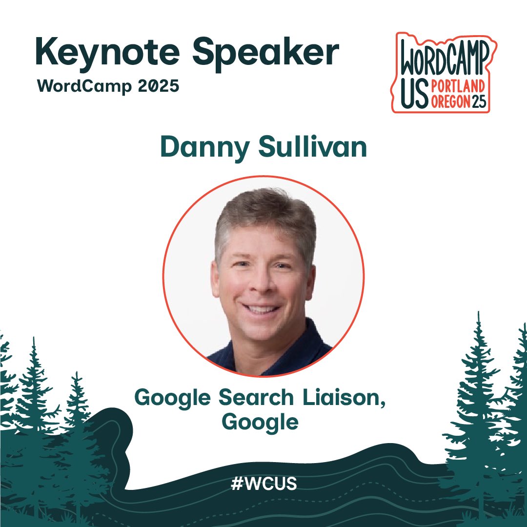 WordCamp US 2024 (#WCUS) (@wordcampus) on Twitter photo We’re honored to welcome Danny Sullivan, Google’s Search Liaison, as our keynote speaker! A leading SEO expert, founder of Search Engine Land, & Google’s public voice on Search, Danny brings the best insights. Get tickets!
<a href="/dannysullivan/">Danny Sullivan</a>
us.wordcamp.org/2025/speaker/d…
#WCUS #WordCamp We’re honored to welcome Danny Sullivan, Google’s Search Liaison, as our keynote speaker! A leading SEO expert, founder of Search Engine Land, & Google’s public voice on Search, Danny brings the best insights. Get tickets!
<a href="/dannysullivan/">Danny Sullivan</a>
us.wordcamp.org/2025/speaker/d…
#WCUS #WordCamp