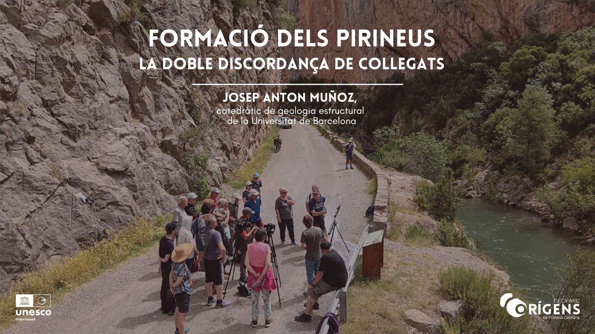 🎥 Dilluns 28/07 a les 19:30 h, estrenem nou vídeo al YouTube del #GeoparcOrígens!

🌄 Amb el Dr. Josep Anton Muñoz, descobrim la doble discordança al Congost de #Collegats. 

▶️ Mira’l en directe: youtu.be/glL6eVhqgKQ

#Geologia #Pirineus #DivulgacióCientífica #PoblaDeSegur
