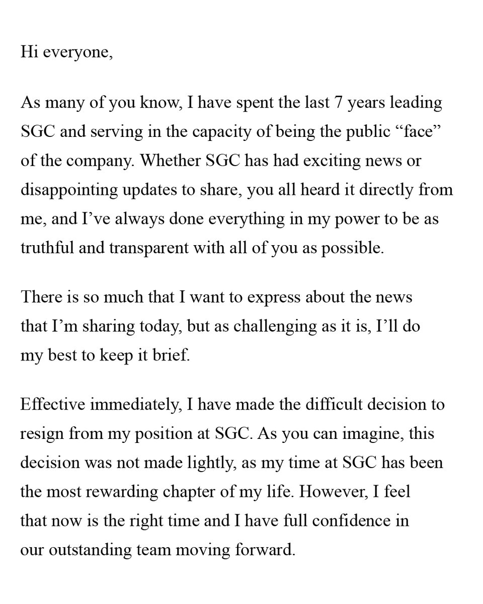 sgcgrading's tweet image. Statement from Peter Steinberg