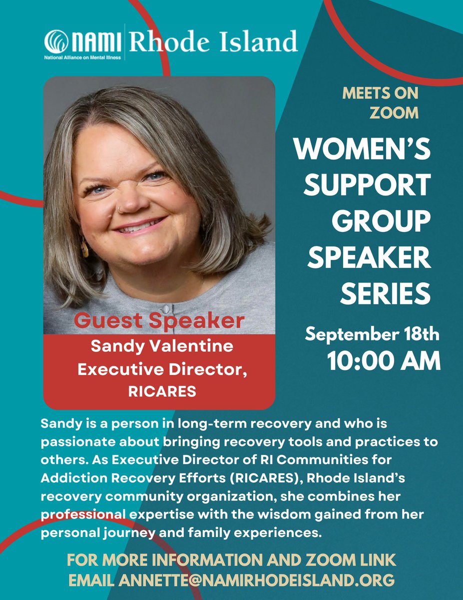 NAMI Rhode Island (@naminri) on Twitter photo Join us! NAMI Women’s Connection Support Group is a program for women living with any type of mental illness. For Zoom link, email annette@namirhodeisland.org, 401-331-3060 or jeremiah@namirhodeisland.org. Join us! NAMI Women’s Connection Support Group is a program for women living with any type of mental illness. For Zoom link, email annette@namirhodeisland.org, 401-331-3060 or jeremiah@namirhodeisland.org.