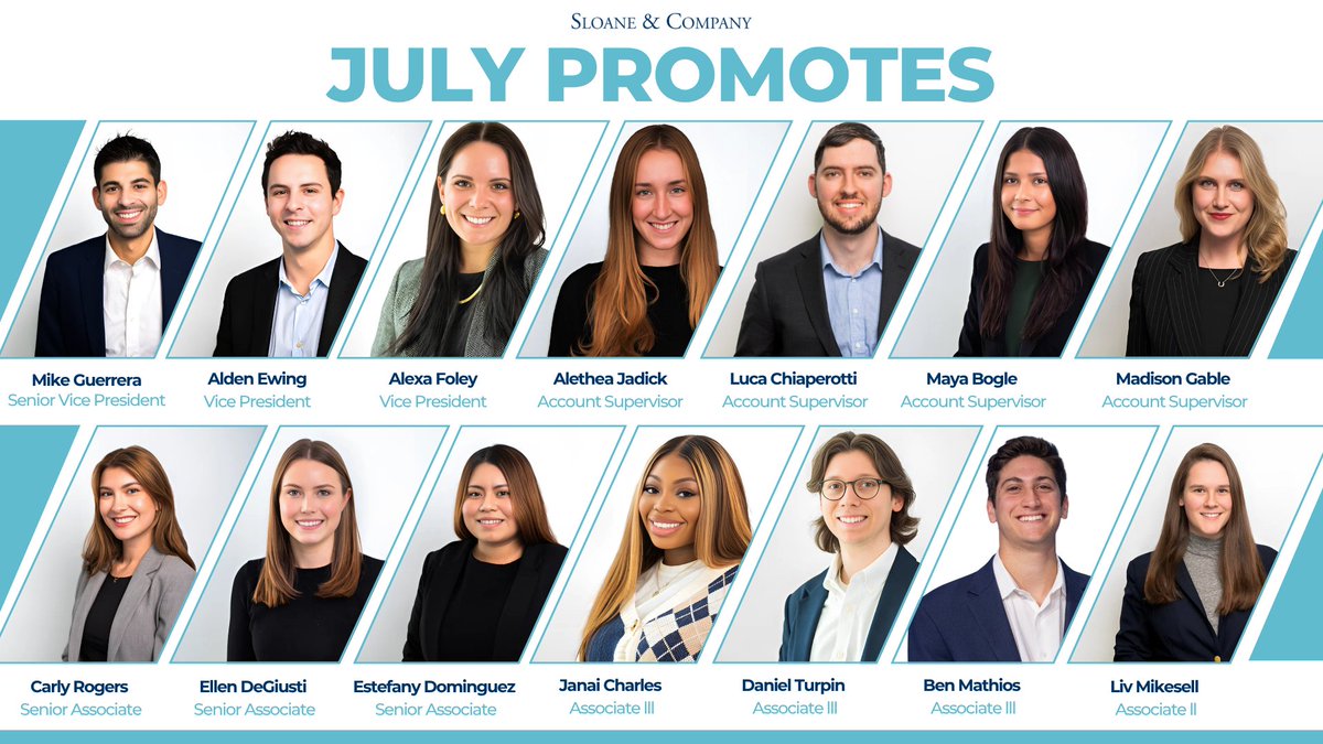 At #Sloane, we are committed to recognizing and rewarding the incredible contributions of our team.

This month, we’re happy to celebrate several promotions across the firm, reflecting the hard work, creativity, and collaboration that help us deliver for our clients every day! 🎊