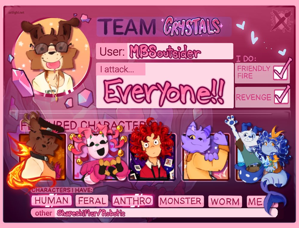 _SomebodySam's tweet image. while I’m active, I’m gonna plug my artfight here!
#artfight2025 #TEAMCRYSTALS
artfight.net/~MBSoutsider