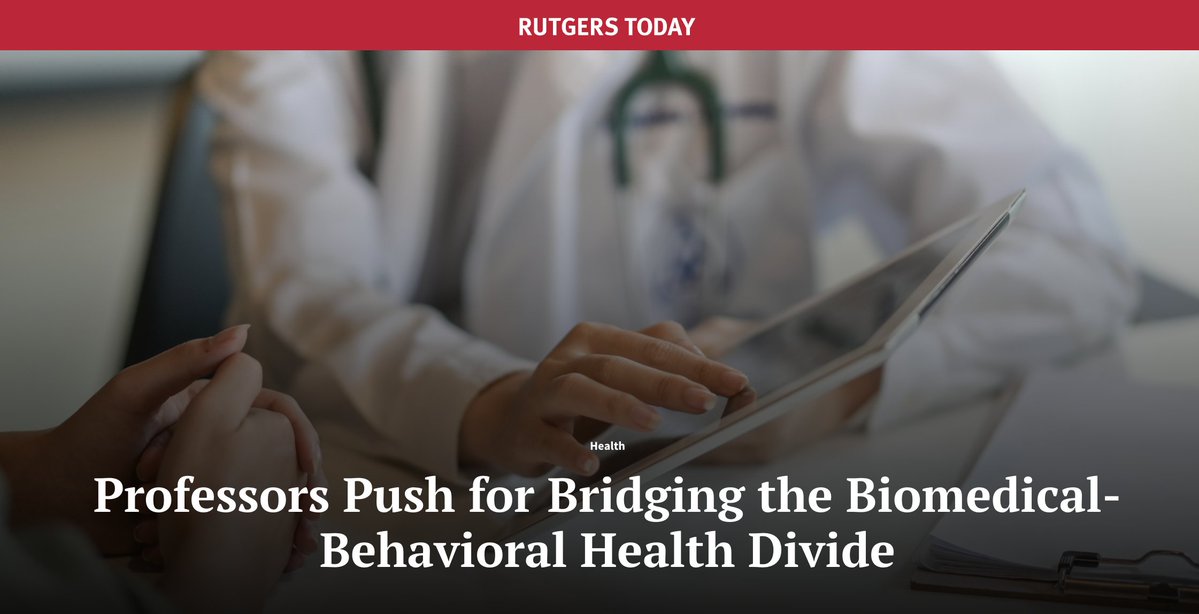 rutgersifh's tweet image. How can behavioral health and primary health care be integrated to improve patient outcomes? @Ann_M_Nguyen @RutgersCSHP & Dr. Alfred Tallia @RWJMS discuss how bridging this divide can cut costs and improve health.
rutgers.edu/news/professor…