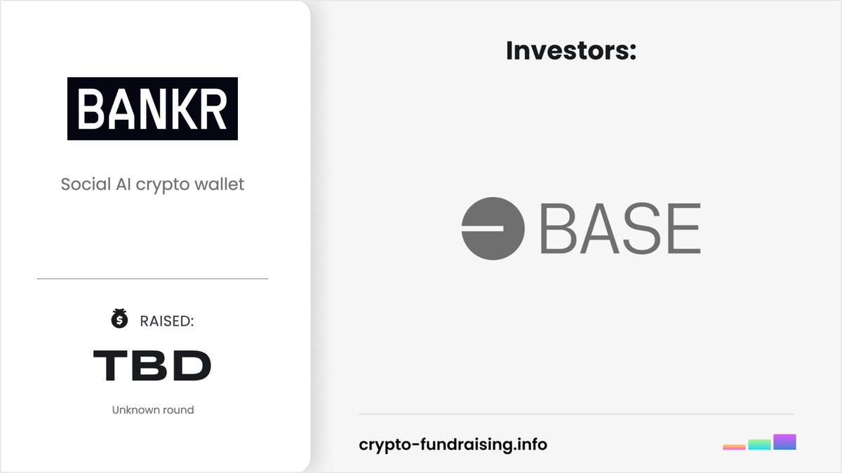 Crypto_Dealflow's tweet image. Social AI crypto wallet @bankrbot received funding from @buildonbase. Amount is not disclosed.
crypto-fundraising.info/projects/bankr…