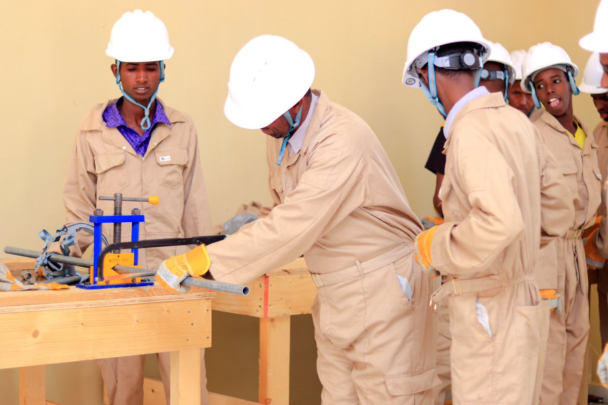 Students at Garadag Technical and Vocational Training Institute are acquiring vital skills in plumbing and welding, including the fabrication of doors, windows, and water tanks.

Plumbing trainees are learning to install and maintain essential piping systems that support clean