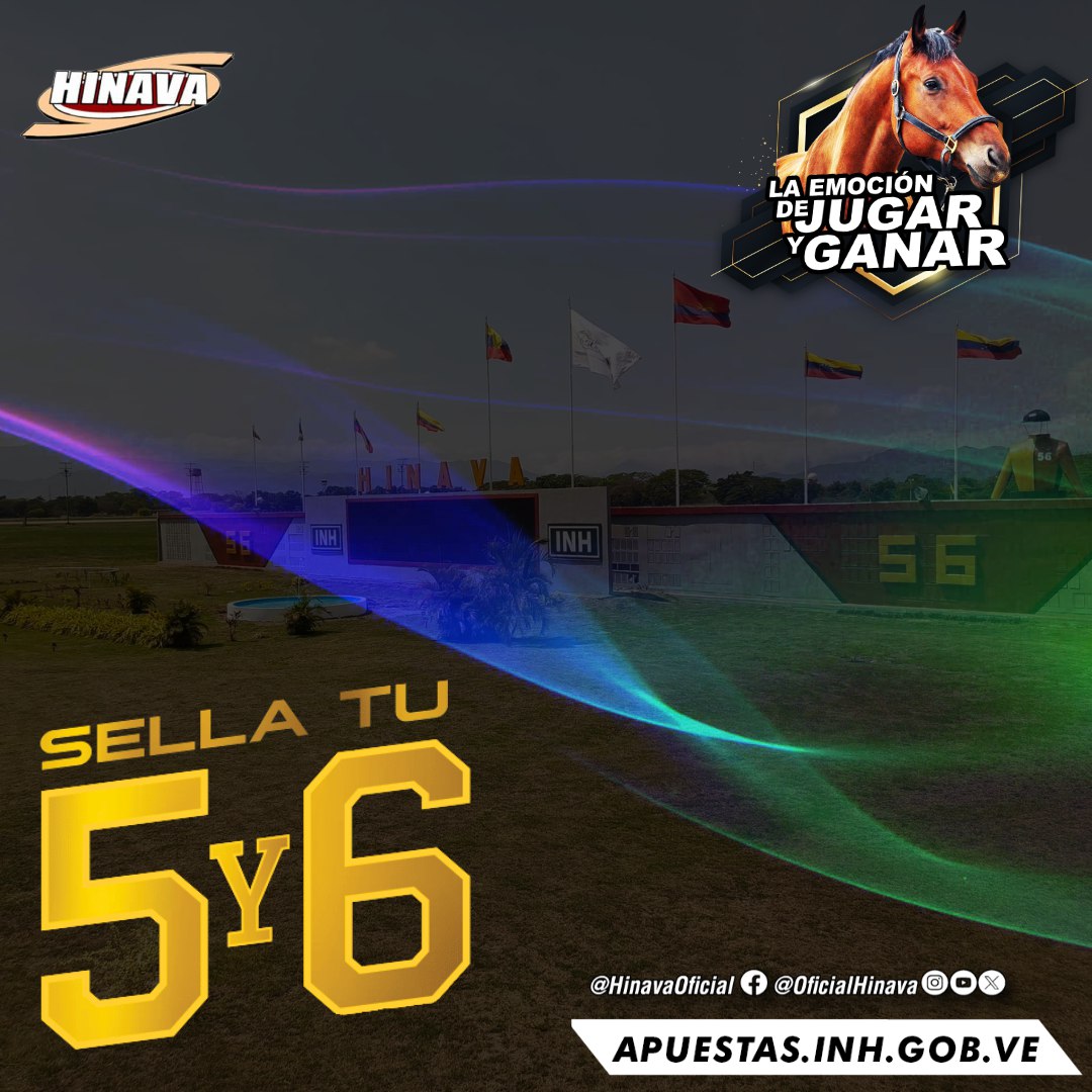 Síguenos en nuestras redes sociales como <a href="/OficialHinava/">HINAVA</a> 🥇🏇

¡Sella tu 5y6!

¡Vive la emoción de jugar y ganar 🏆!

#Hipismo