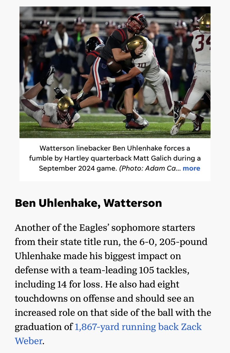 Thank you ⁦⁦<a href="/DispatchPreps/">Columbus Dispatch Preps</a>⁩ for naming me a top rising junior in Columbus. Can’t wait to compete! ⁦<a href="/BWHSFootball1/">Watterson Football</a>⁩ ⁦<a href="/BWHS_Athletics/">Watterson Athletics</a>⁩
