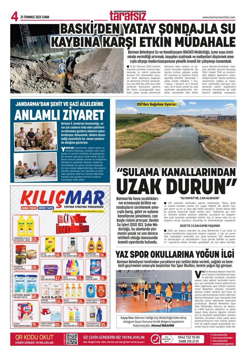 BATMAN TARAFSIZ HABER GAZETESİ
25 TEMMUZ 2025 CUMA GÜNDEMİ
batmantarafsiz.com
#Batman #Tarafsızhabergazetesi #Tarafsızhaber #sondakika #gündem #Haber #haberler #olay #gazete
