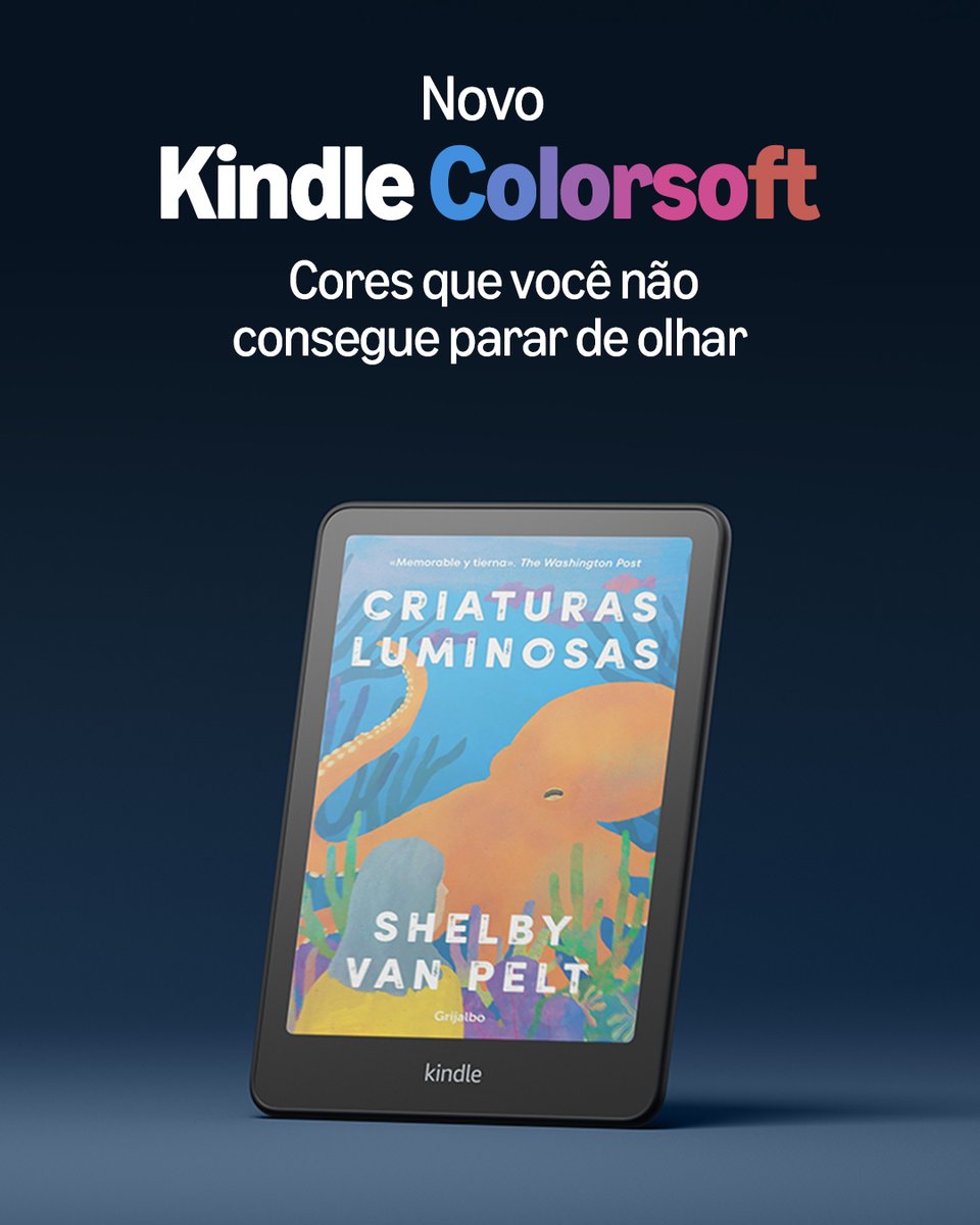 amazonbrasil's tweet image. Chegou o Novo Kindle Colorsoft! Se abra para um mundo em cores 🎉

A nova tela Colorsoft de 7” proporciona uma leitura confortável e dá vida às capas e conteúdos coloridos. Com a temperatura de luz ajustável, a tela antirreflexo e bateria de longa duração, você poderá ler de…