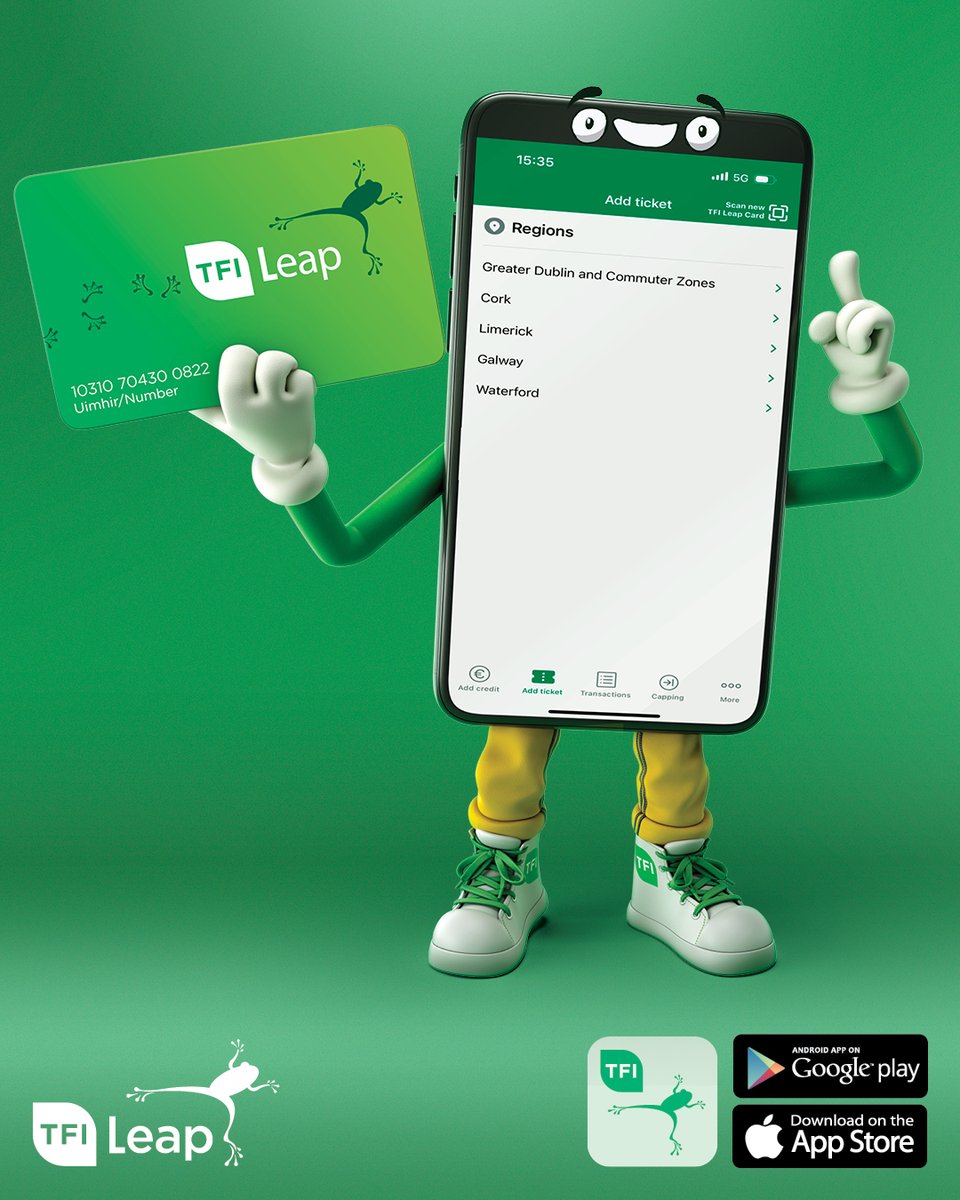 TFIupdates's tweet image. With TFI Leap fare capping, your fare stops but you don’t have to: free travel after you hit your €6 daily cap!
Visit: about.leapcard.ie/leap-top-up-app