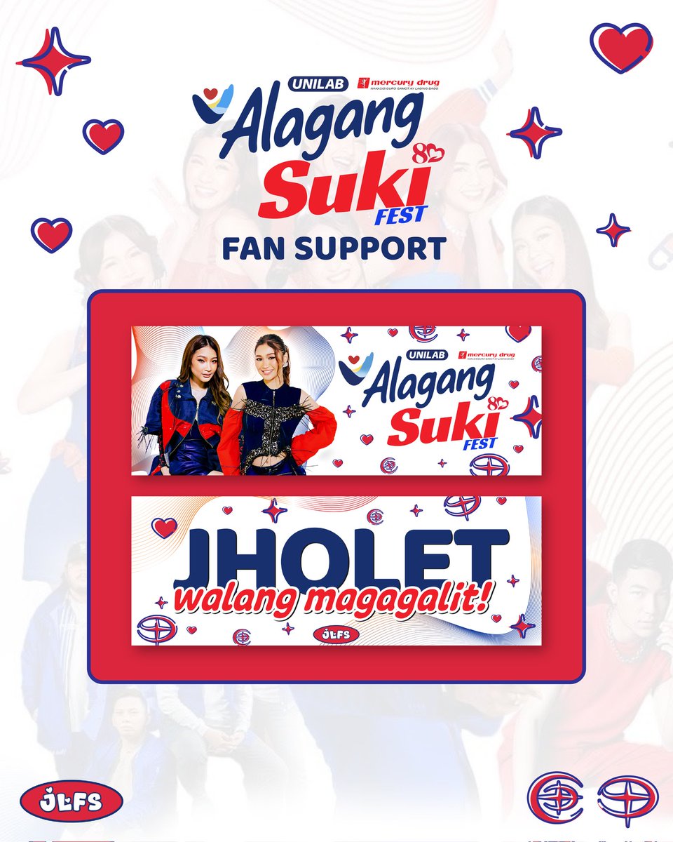 JHOLET WALANG MAGAGALIT! 

Handa na ba kayo, Sweeties and Blooms? 

JLFS will be giving away limited hand banners this coming July 31, 2025 at Araneta Coliseum during the UNILAB Alagang Suki Fest!

Let’s make the event louder with our love for BINI &amp; Jholet — abangan ang